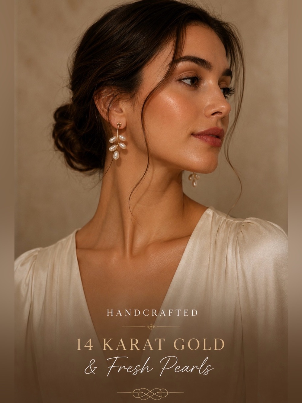 Handcrafted 14K Gold & Freshwater Pearl Branch Drop Earrings